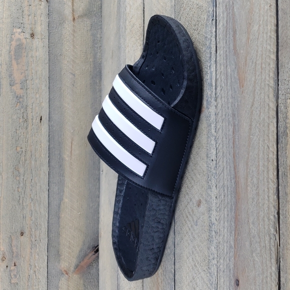 adidas Adilette Boost Men's Slides Sandals Black White Supreme Cushioning - Picture 3 of 9